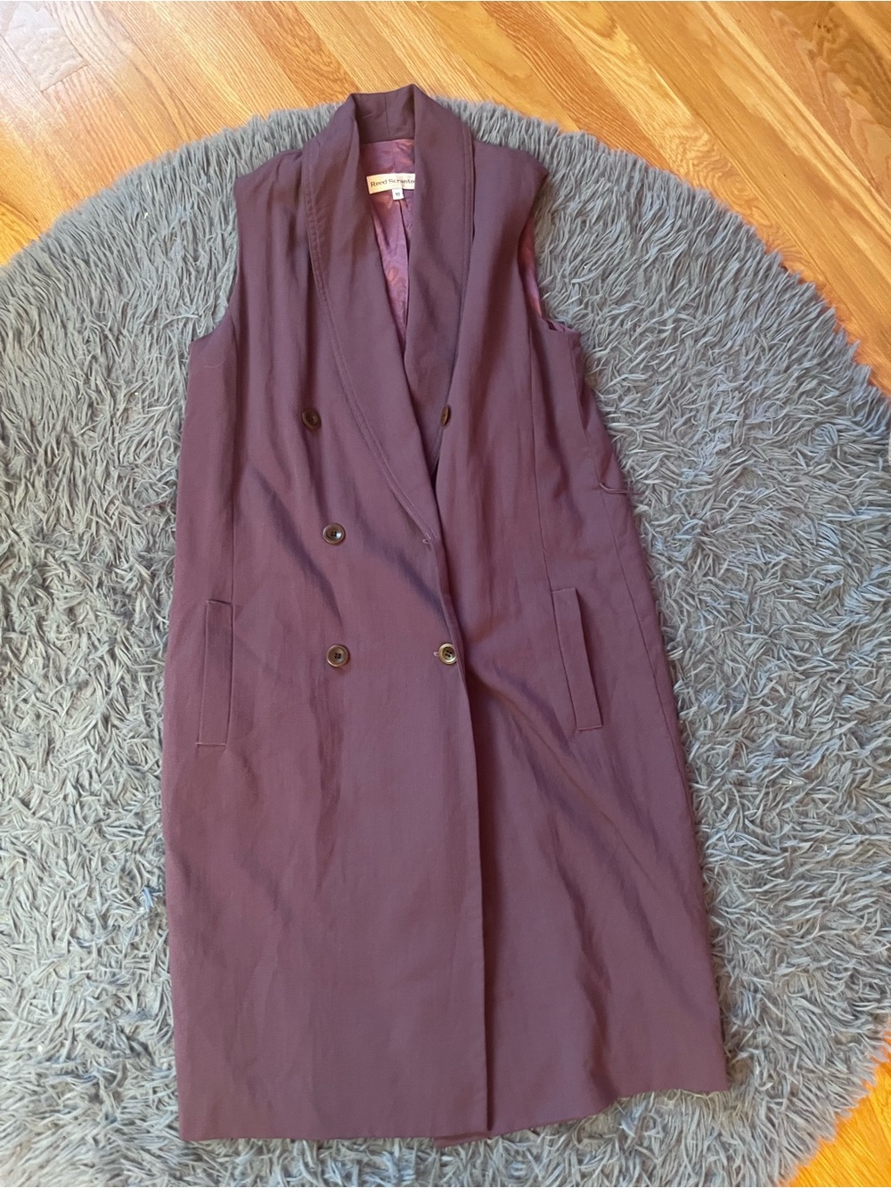 Reed Scranton Mauve Purple Sleeveless Double Breasted Wool Blazer Vest Size 10